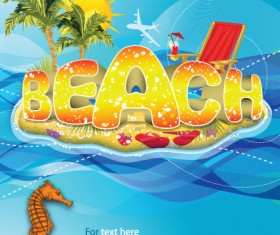 Summer beach elements vector backgrounds art 01
