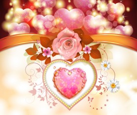 Sweet Valentine day card design vector 03