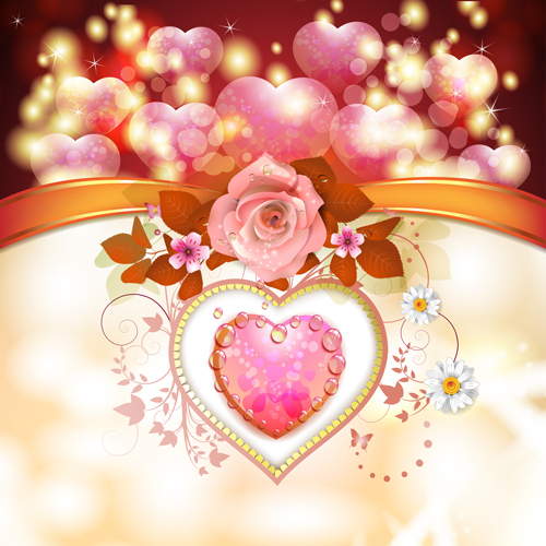 Sweet Valentine day card design vector 03