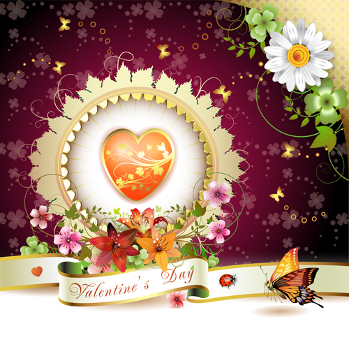 Sweet Valentine day card design vector 05