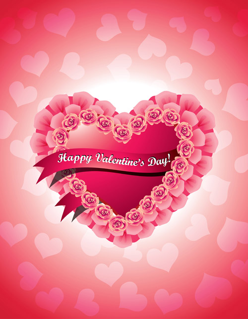 Shiny Valentine hearts vector cards 02