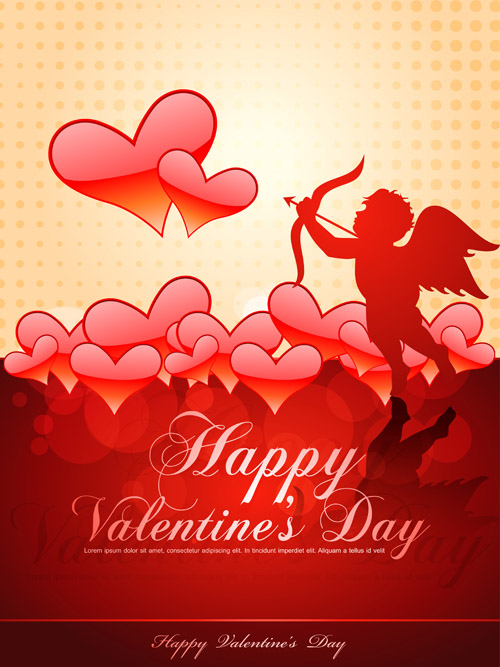 Shiny Valentine hearts vector cards 03