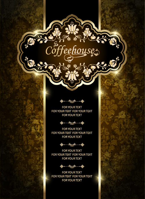 Vintage golden coffee house menu design vector 01