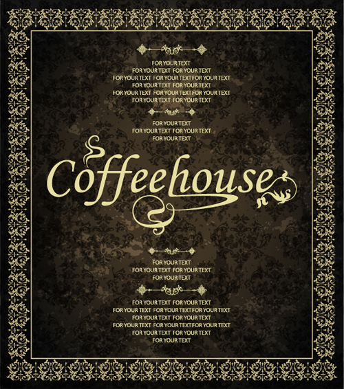 Vintage golden coffee house menu design vector 03