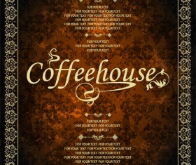 Vintage golden coffee house menu design vector 04
