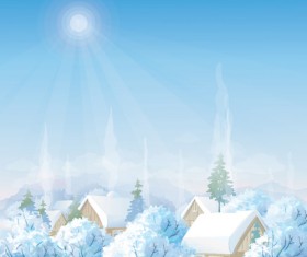 Beautiful Winter landscapes 05 vector
