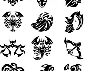Set of Zodiak icon vector 01