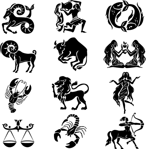 Set of Zodiak icon vector 02 free download