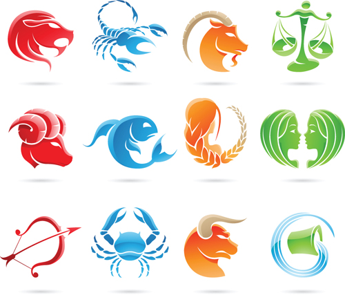 Set of Zodiak icon vector 03