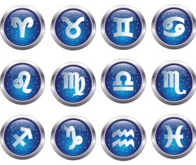 Set of Zodiak icon vector 04