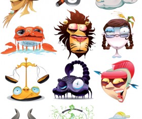 Set of Zodiak icon vector 05