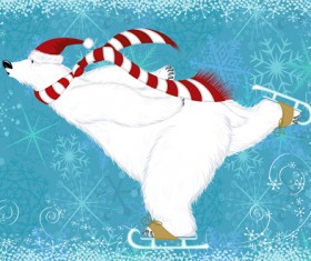 lovely Animals in winter design vector set 01