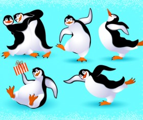 lovely Animals in winter design vector set 02