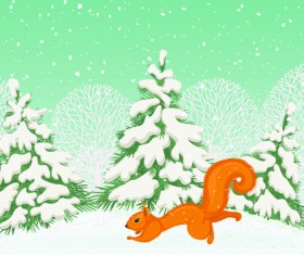 lovely Animals in winter design vector set 04