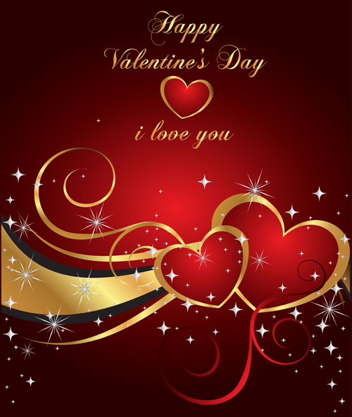 Valentine Day Background with hearts vector 04
