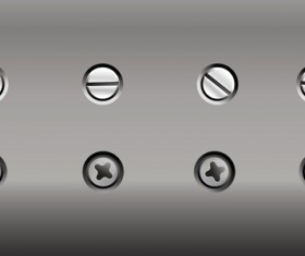 Set of Metal Background with screws vector 01