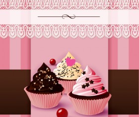 Cute cake cards design elements vector 01