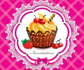 Cute cake cards design elements vector 02
