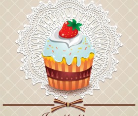 Cute cake cards design elements vector 03