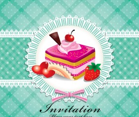 Cute cake cards design elements vector 05