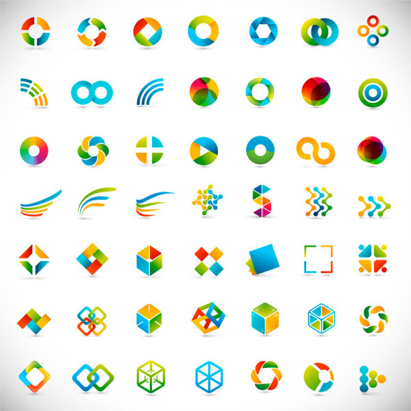 Set of Colored Abstract logo design elements vector 06