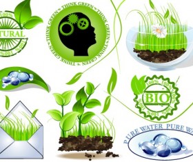 Set of Creative ecology labels vector graphics 02