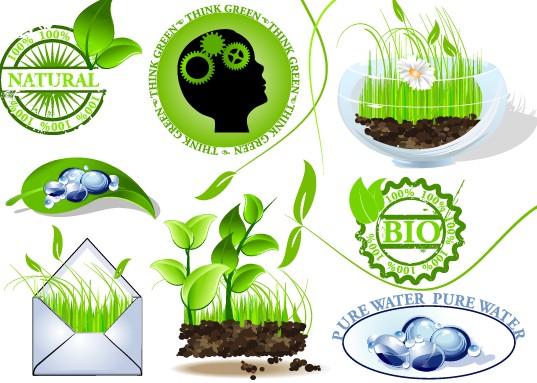 Set of Creative ecology labels vector graphics 02