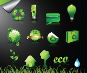 Set of Creative ecology labels vector graphics 05
