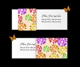 Vector set of flowers business card design 02