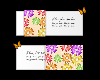 Vector set of flowers business card design 02