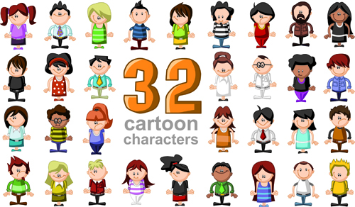 Cartoon funny people elements vector set 02