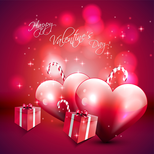 Romantic Love background with Valentine vector 03