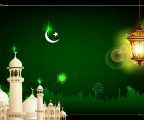 Mosque night backgrounds vector 03