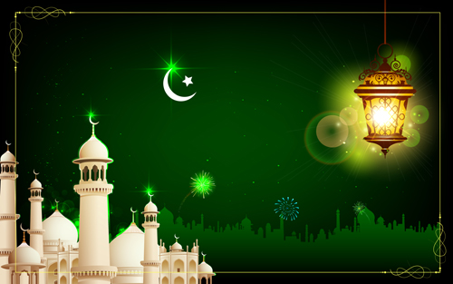 Mosque night backgrounds vector 03