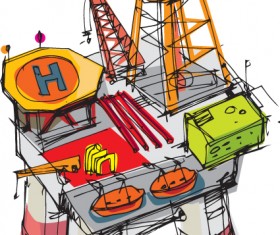 Elements of oil derrick design vector 01