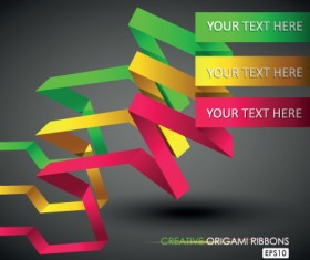 Colorful origami ribbons design vector graphics 01