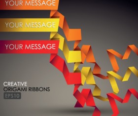 Colorful origami ribbons design vector graphics 02