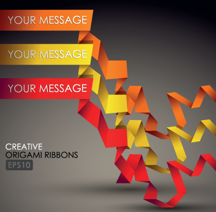 Colorful origami ribbons design vector graphics 02