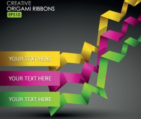 Colorful origami ribbons design vector graphics 03