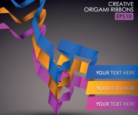 Colorful origami ribbons design vector graphics 05