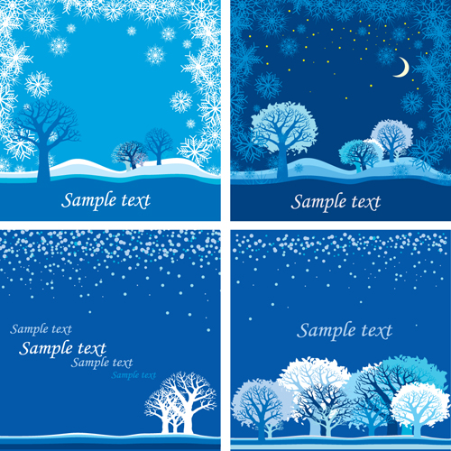 Bright Winter Snow backgrounds art vector 01