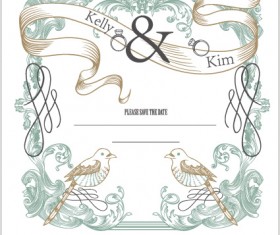 Set of wedding card design elements vector 03
