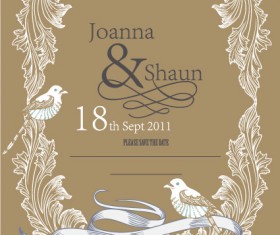 Set of wedding card design elements vector 04