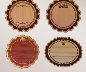 Vector set of Wooden labels elements 01