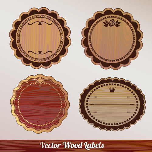 Vector set of Wooden labels elements 01