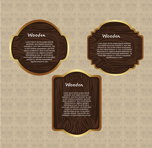 Vector set of Wooden labels elements 02