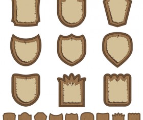 Vector set of Wooden labels elements 03