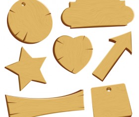 Vector set of Wooden labels elements 05
