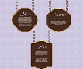 Vector set of Wooden labels elements 06