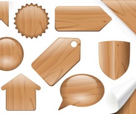 Vector set of Wooden labels elements 08